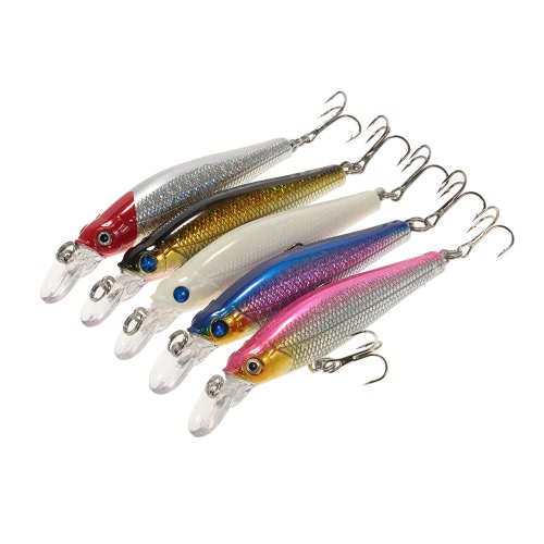 Lixada 5pcs 7cm/8.5cm/9cm Lifelike Fishing Hard Lures Minnow Crankbait Bass Artificial Lures Baits with Storage Box