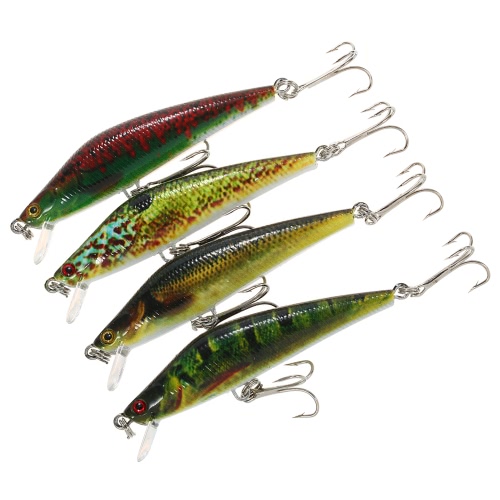 Lixada 4PCS 0.3-1.5m Diving Minnow Fishing Lures 8.2g 80mm Искусственный приманка Hard Fishing Lure Set Wobbler Bait с # 6 крючками