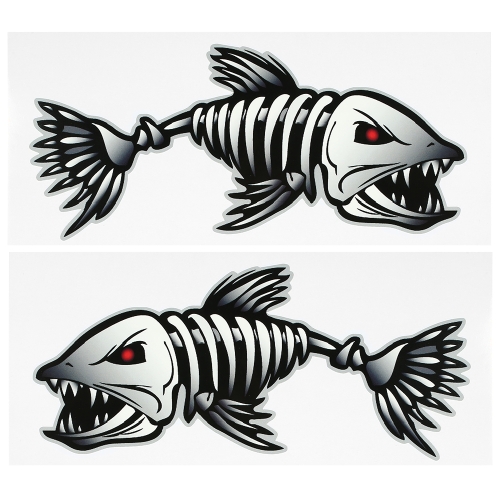 2 Pieces Fish Teeth Mouth Stickers Skeleton Fish Stickers Fishing Boat Canoe Kayak Graphics Accessories