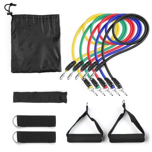 Lixada 11Pcs Resistance Bands Set Workout Fintess Exercise Tube Bands Door Anchor Ankle Straps Cushioned Handles with Carry Bags for Home Gym Travel