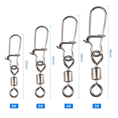 

50PCS 2# / 4# / 6# / 8# Fishing Rolling Swivel Connector