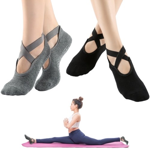 

4 Packs Women Non-Slip Yoga Socks with Straps for Home Indoor Yoga Pilates Dance Ballet