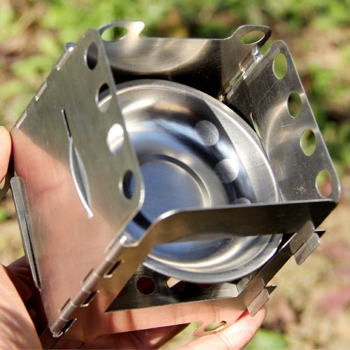 

Lixada Portable Stainless Steel Lightweight Folding Wood Stove Pocket Alcohol Stove
