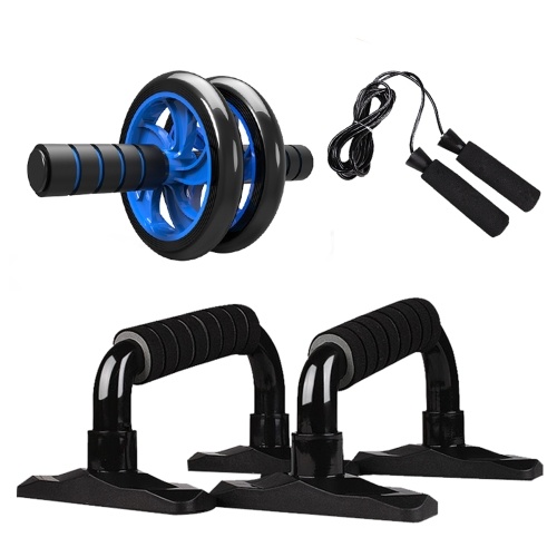 4-in-1 AB Kit rullo ruota pressa addominale Pro Wheel con corda per salto barra push-up e ginocchiera