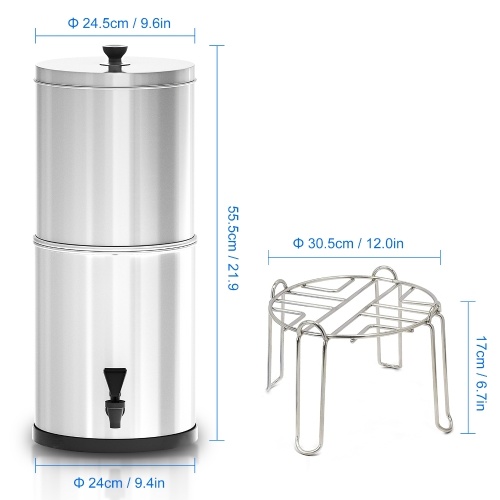 Gravity Water Filter System Water Filtration Bucket with Stand for Home Outdoor Camping Hiking Emergency Preparedness 