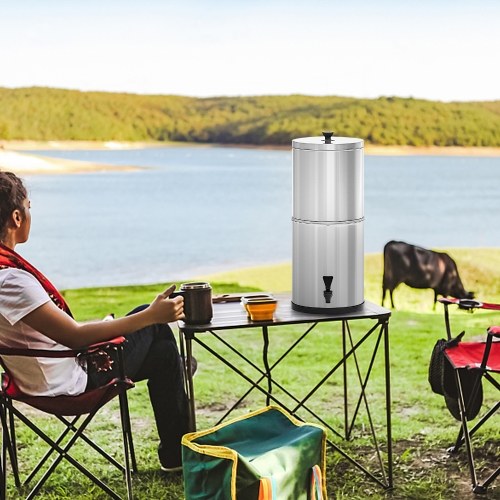 Gravity Water Filter System Water Filtration Bucket with Stand for Home Outdoor Camping Hiking Emergency Preparedness 
