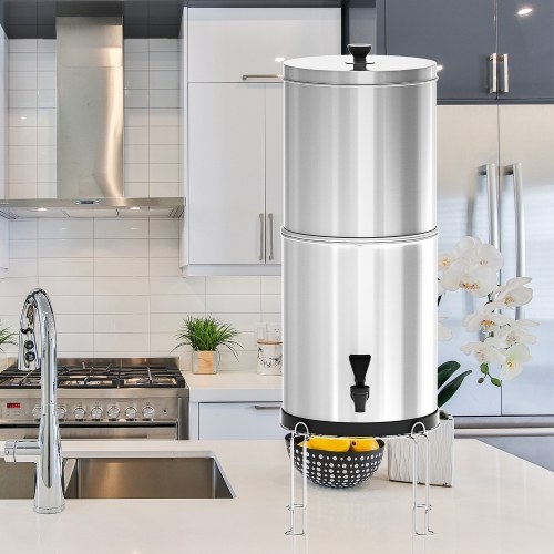 Gravity Water Filter System Water Filtration Bucket with Stand for Home Outdoor Camping Hiking Emergency Preparedness 