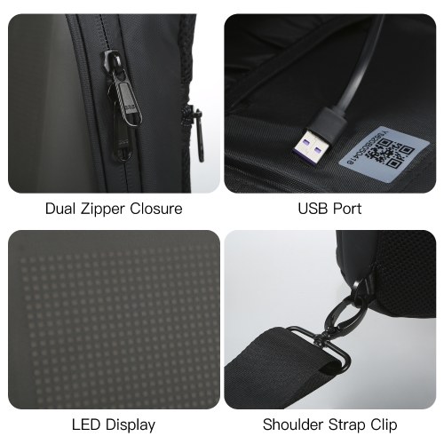 LED Color Screen Sling Bag Customizable Backpack Travel Bag Pack School Bag for Men Women College Students 