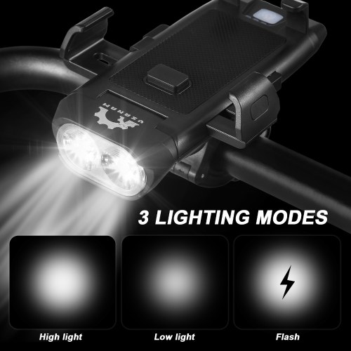 YSANAM 4-in-1 USB Rechargeable Waterproof LED Bike Light Set 