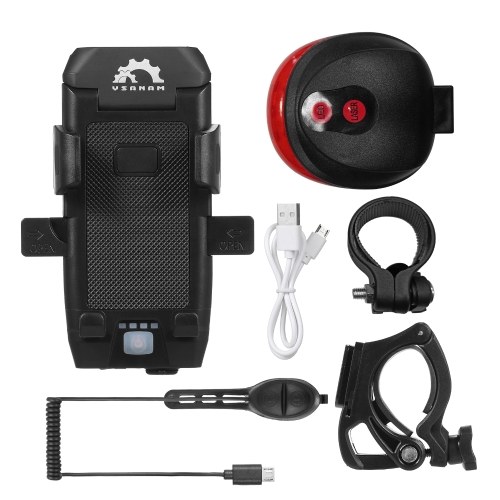 YSANAM 4-in-1 USB Rechargeable Waterproof LED Bike Light Set 