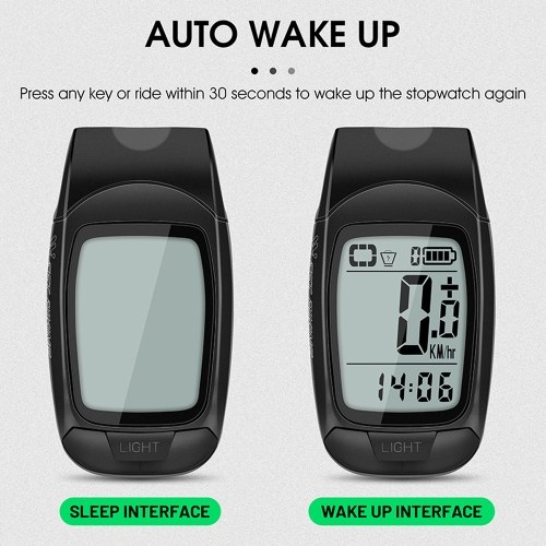 Full Screen Backlight Multifunctional Bike Cycling Speedometer Wireless USB Rechargeable Waterproof Bike Speedometer with Light and Horn 