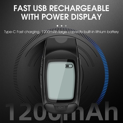 Full Screen Backlight Multifunctional Bike Cycling Speedometer Wireless USB Rechargeable Waterproof Bike Speedometer with Light and Horn 
