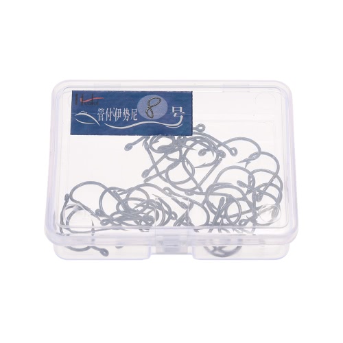 40pcs Strong Stainless Steel Sharpened Jigging Fish Hook Fishhook Jig Big Fishing Hooks Saltwater Bait holder Baitholder with Barb and Hole in a Case Pack