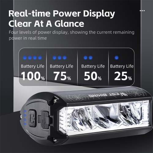 WEST BIKING 1750 Lumen High Brightness Aluminum Alloy USB Rechargeable Bike Light Road Bike Handlebar Light 