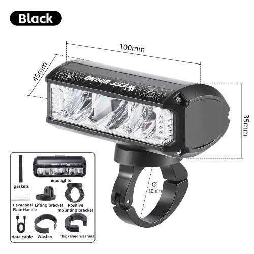 WEST BIKING 1750 Lumen High Brightness Aluminum Alloy USB Rechargeable Bike Light Road Bike Handlebar Light 