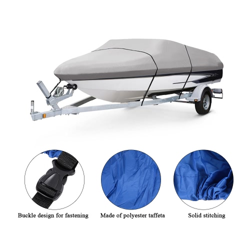 

11-22 Feet Speedboat Boat Cover V-Hull Boat Cover Polyester Taffeta UV Water Resistant with Storage Bag