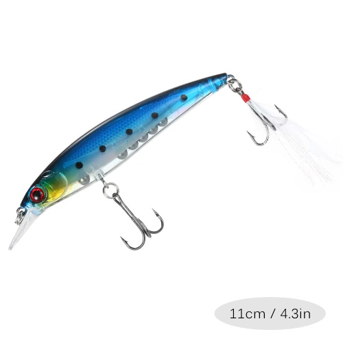 Lixada 10PCS 0.6-1.8m Diving Minnow Fishing Lures 13.6g 110mm Artificial Bait Hard Fishing Lure Set Wobbler Bait with #4 Feather Hooks