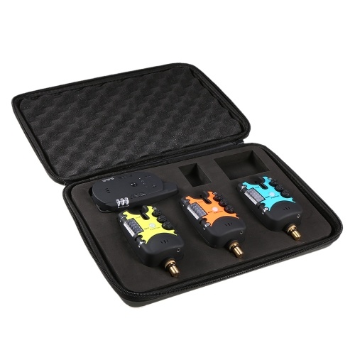 

Lixada Wireless Fishing Bite Alarms Set Digital Fishing Alarm Kit Светодиодный индикатор аварийной сигнализации Предупреждающий приемник колокола Рыболовные снасти с коробкой на молнии