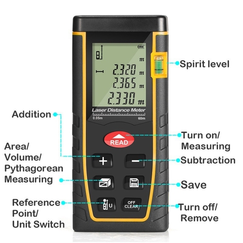 

80m Yellow Hand-held Laser Rangefinder
