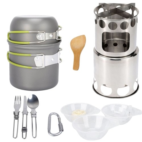 12Pcs Camping Cookware Mess Kit