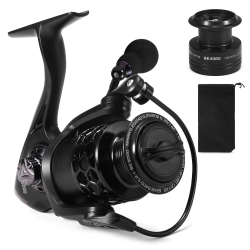 

13+1BB Fishing Reel Smooth Spinning Reel with Spare Plastic Spools Interchangeable Collapsible Handle Fishing Tackle