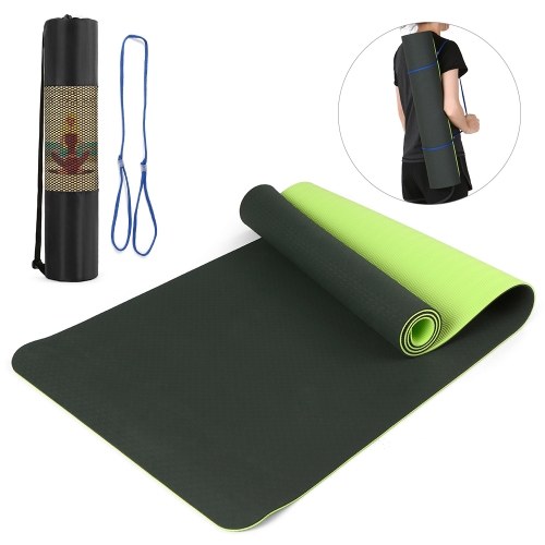 

72.05×24.01in Portable Double Dual-colored Yoga Mat Thicken Sports Mat Anti-slip Exercise Mat for Fitness Workouts with Carrying Strap and Storage Bag