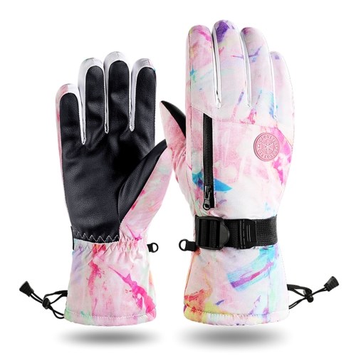 

Winter Ski Snow Gloves Women Men Water Resisatnt Touchscreen Warm Gloves with Drawstring for Snowboarding Skiing Outdoor Sports