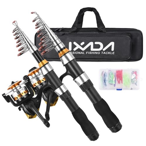 Lixada Fishing Rod Reel Combo Water Drop Set (Complete Kit, 1.9m+2.3m) Professional Fishing Tackle with Hooks Soft Lures 