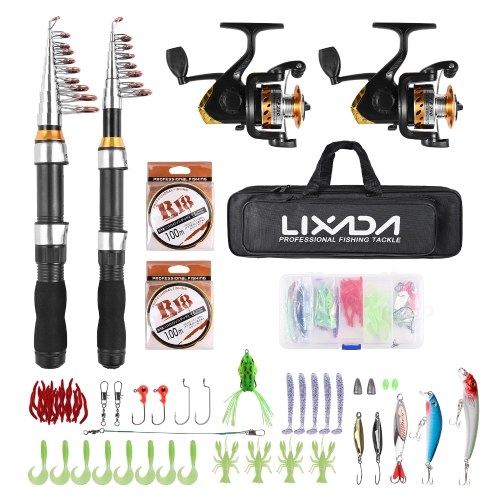 Lixada Fishing Rod Reel Combo Water Drop Set (Complete Kit, 1.9m+2.3m) Professional Fishing Tackle with Hooks Soft Lures 