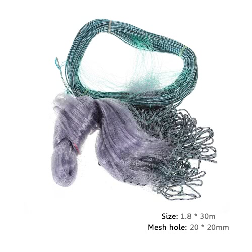 1.8 * 30m monofilament 20mm Mesh Trou 3 couches de pêche au filet maillant monofilament Gill Net