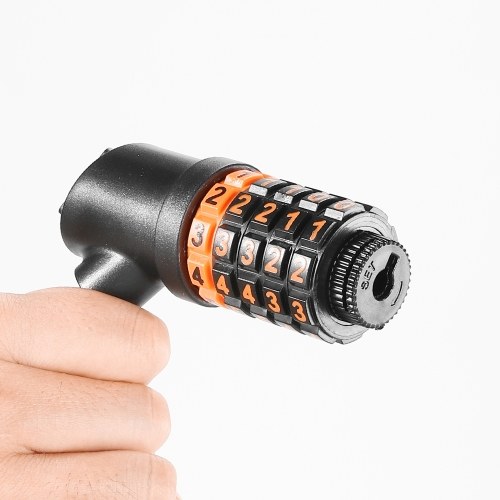 WEST BIKING Bicycle Safety Lock Bike Motorcycle Anti Theft Elasticity Locks 5 Digits Combination Password Road Bike Steel Cable Lock Portable Cycle Lock with Light 