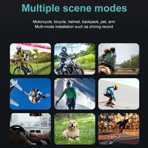 Anytek S50 Motorcycle Helmet Camera High Clear 2K Dual Recording Bicycle Helmet Camera with Sensor Wireless Control  170° WIFI 1600mAH Bike Helmet Camera 