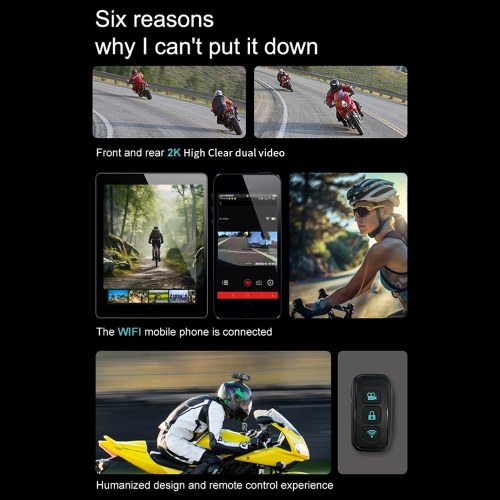 Anytek S50 Motorcycle Helmet Camera High Clear 2K Dual Recording Bicycle Helmet Camera with Sensor Wireless Control  170° WIFI 1600mAH Bike Helmet Camera 