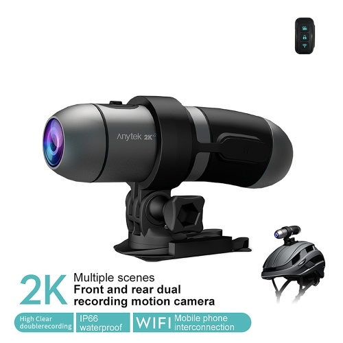 Anytek S50 Motorcycle Helmet Camera High Clear 2K Dual Recording Bicycle Helmet Camera with Sensor Wireless Control  170° WIFI 1600mAH Bike Helmet Camera 