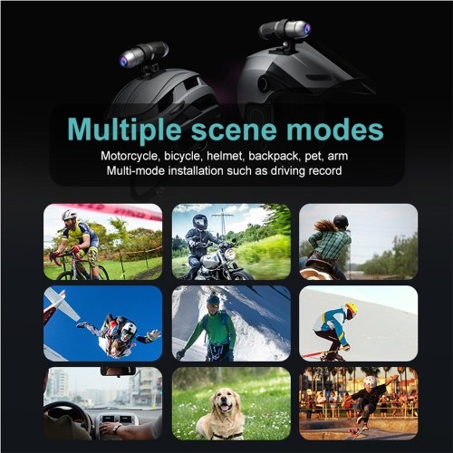 Anytek S50 Motorcycle Helmet Camera High Clear 2K Dual Recording Bicycle Helmet Camera with Sensor Wireless Control  170° WIFI 1600mAH Bike Helmet Camera 