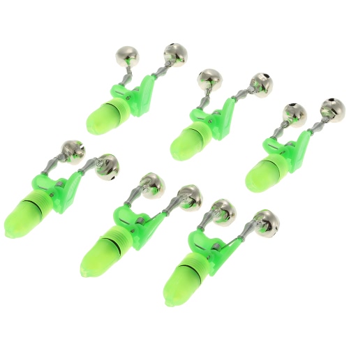 6pcs Night Fishing Accessories Fishing Bell Twin Bell Ring Fishing Bite Alarm Fishing Tackle Tip Light