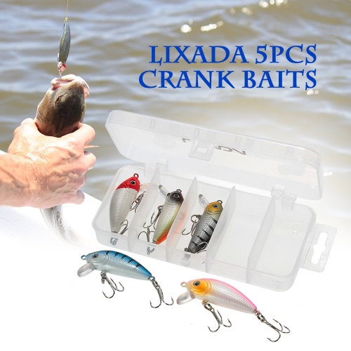 

Lixada 5pcs 5cm/3.7g Fishing Lure Kit Hard Baits Crank Baits Crankbaits Treble Hooks with Fishing Tackle Box