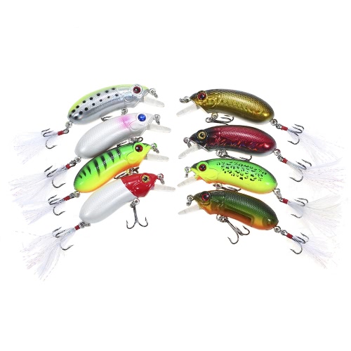 

Lixada 8PCS Sinking Minnow Fishing Lures 9.8g 60mm Искусственная жесткая приманка Комплект воблера приманки с # 8 крючком для пера