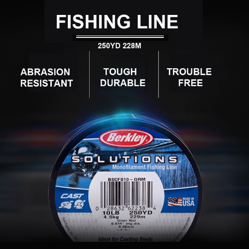 

Berkley Solutions Casting 250yd 228m Nylon Fishing Line Green Mist Monofilament Fishing Line 10lb 14lb