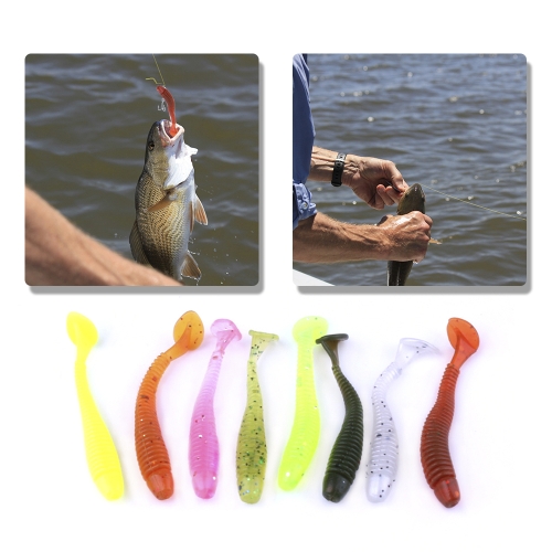

50PCS Soft Lure T-Tail Fish Soft Bait Soft Baits Artificial Blackfish Striped Bass Fishing Gear Tackles Spinning Tools