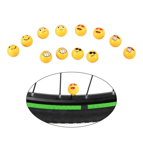 4Pcs Bicycle Ball Valve Caps with Cute Emoji Pattern Air Valve Caps Tyre Valve Dust Covers