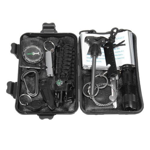 Trousse de secours multifonction professionnelle 13 en 1 SOS Kit de survie en camping, équipement de survie en plein air, équipement de randonnée multi-outils