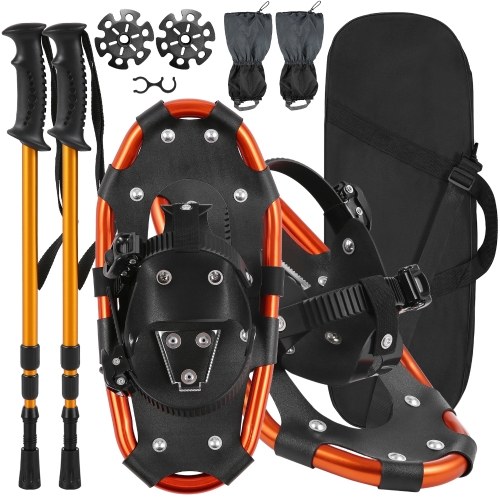 

Snowshoes with Trekking Poles Leg Gaiters Carry Bag Set - 14inch Orange