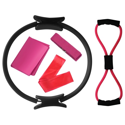

5pcs Yoga Equipment Set Pilates Ring Yoga Cotton Strap