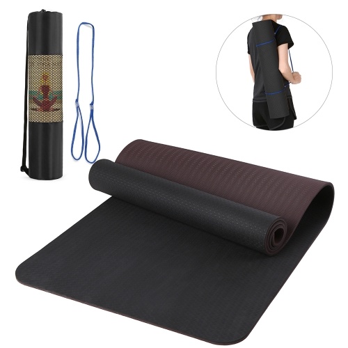 

72.05×24.01in Portable Double Dual-colored Yoga Mat Thicken Sports Mat Anti-slip Exercise Mat for Fitness Workouts with Carrying Strap and Storage Bag