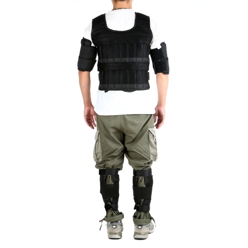 Max Loading 15kg Adjustable Vest Weight Exercise Weight Loading Cloth Strength Training with 6kg Leg Weight 5kg Arm Weight (Empty) 