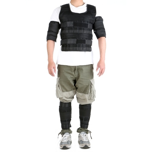 Max Loading 15kg Adjustable Vest Weight Exercise Weight Loading Cloth Strength Training with 6kg Leg Weight 5kg Arm Weight (Empty) 