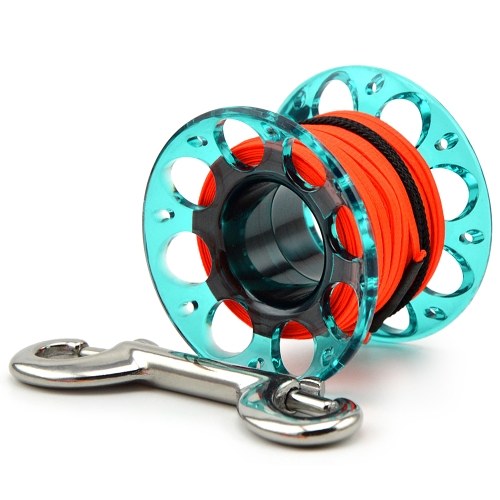 

Diving Spool Reel with Double-ended Bolt Clip Plastic Snorkeling Finger Spool Scuba Dive Reel