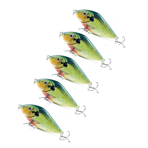 

5pcs 2.8in / 0.5oz Fishing Lure Bionic Hard Bait with Treble Hook Lifelike Artificial Sinking Crankbait Rattle Fishing Lures for Bass Pike Saltwater Freshwater VIB Lures