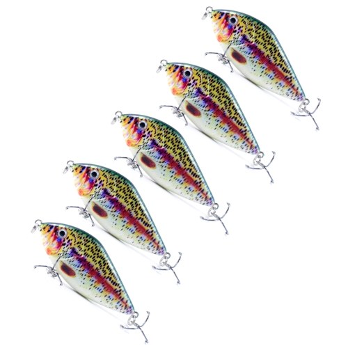 

5pcs 2.8in / 0.5oz Fishing Lure Bionic Hard Bait with Treble Hook Lifelike Artificial Sinking Crankbait Rattle Fishing Lures for Bass Pike Saltwater Freshwater VIB Lures